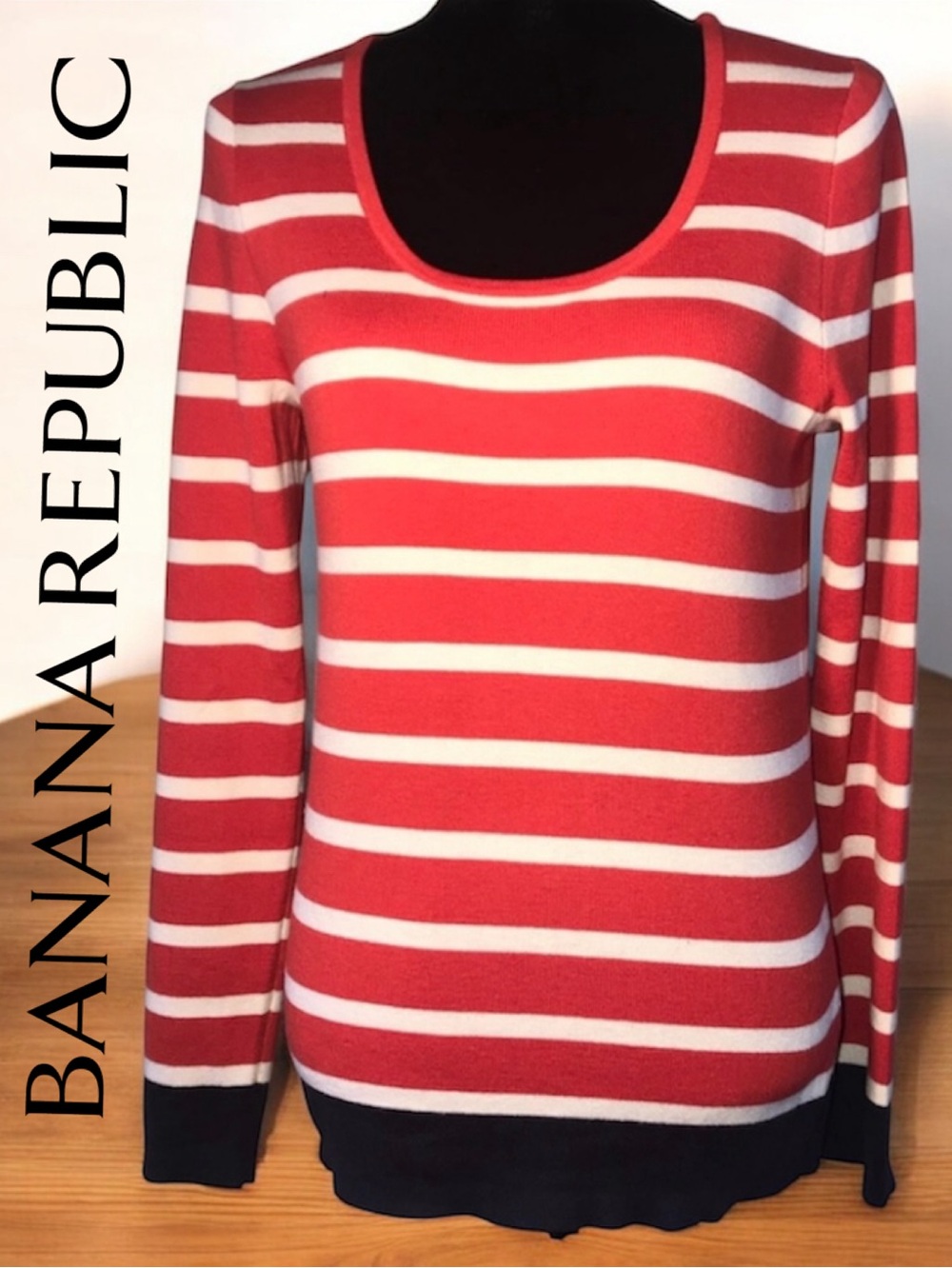 BANANA REPUBLIC Striped Scoop Neck Sweater